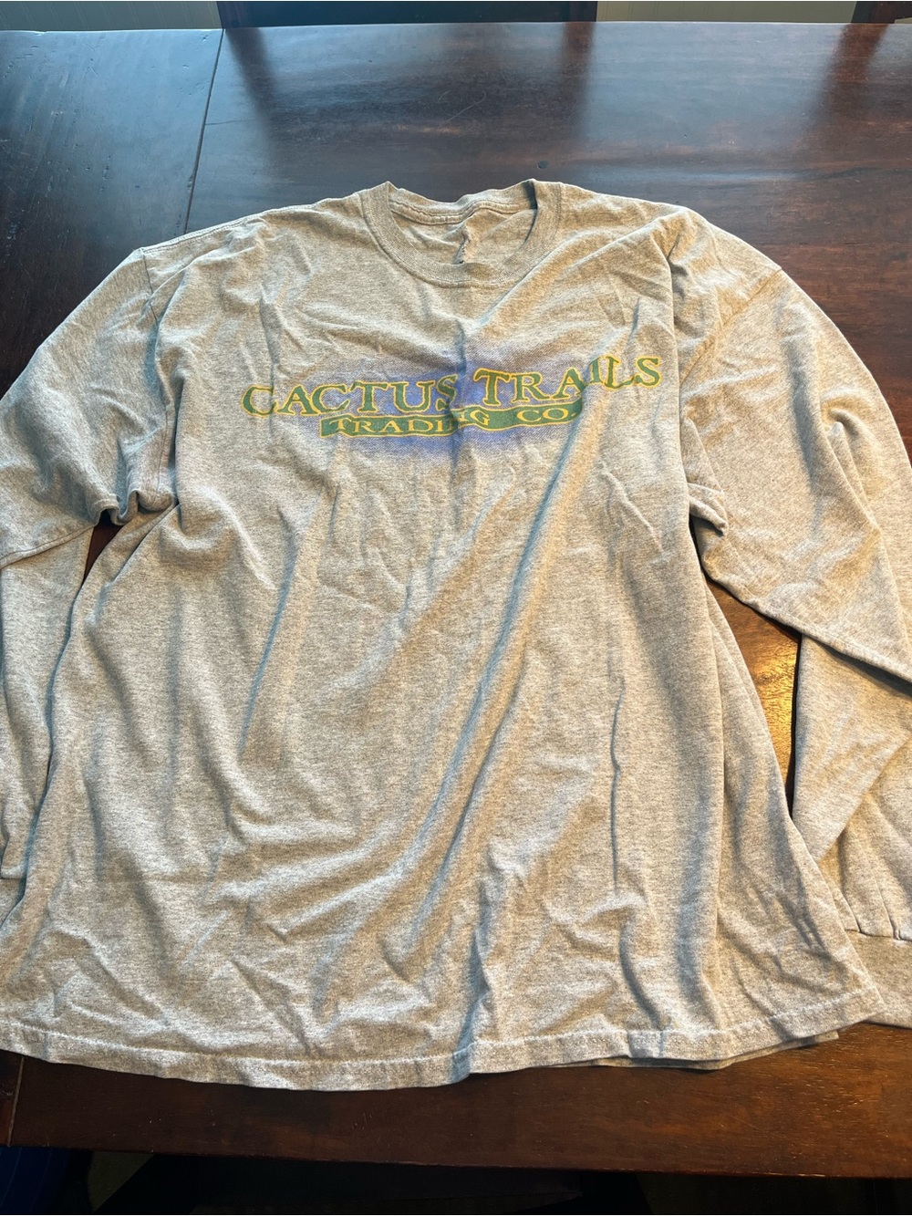 Cactus Jack by Travis Scott Gray Long Sleeve Tee with Yellow-Green Logo